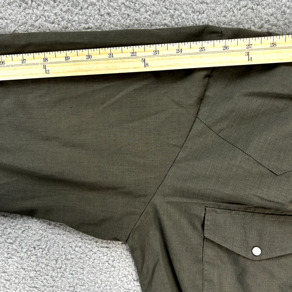 Mens Roper Button Up Shirt Pearl Snaps Size XL Western Cut Olive Gray - Picture 8 of 11